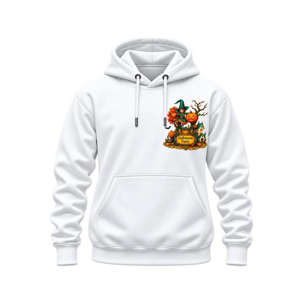 Little Witch Academia Halloween Party Witch and Pumpkin Dual-Print White Hoodie
