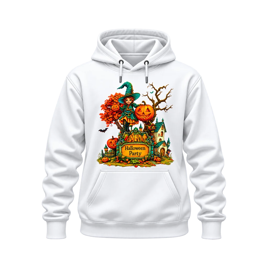 Little Witch Academia Halloween Party Witch and Pumpkin White Hoodie