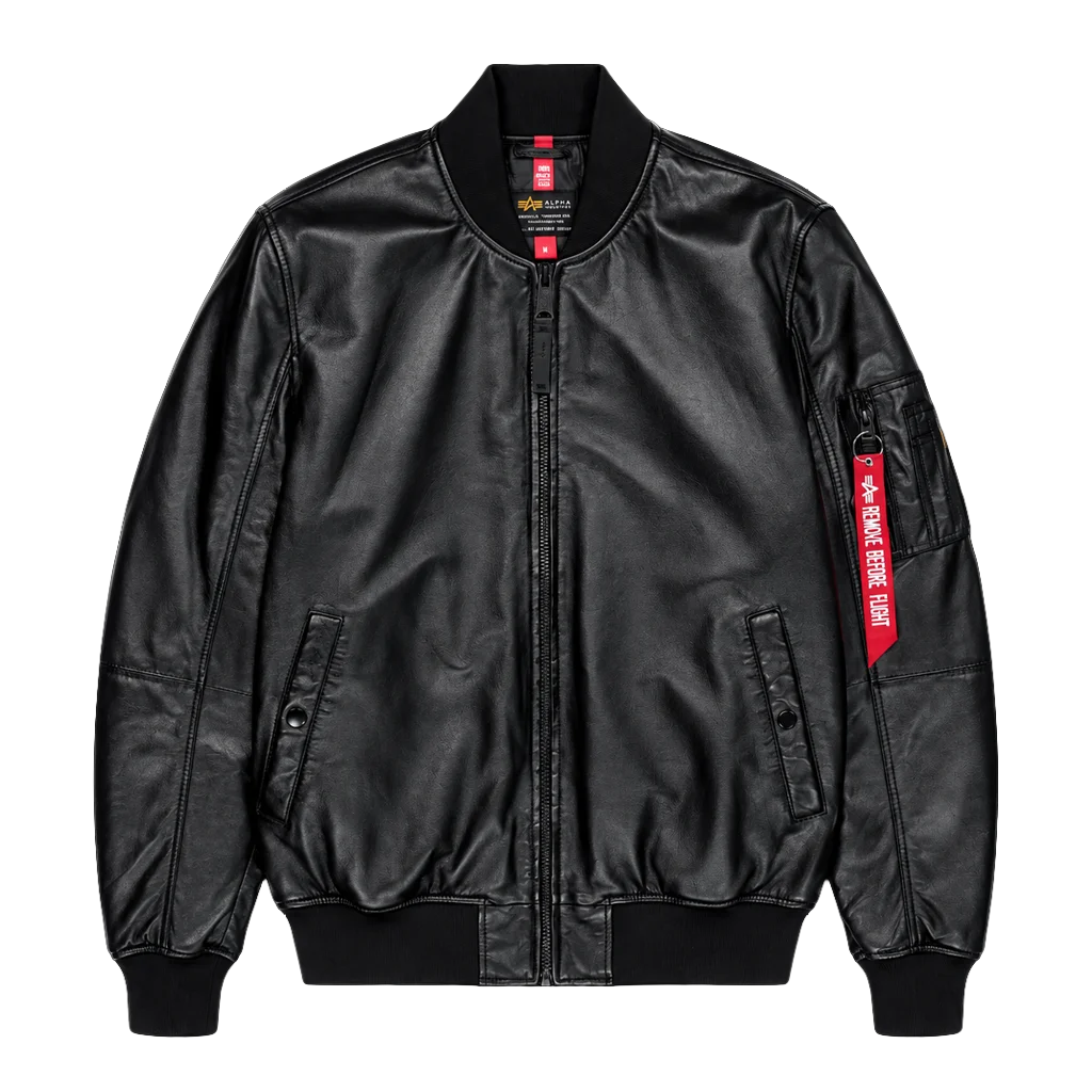 Alpha Industries Men’s MA-1 Leather Bomber Jacket