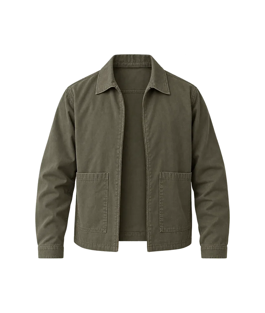 Marcus Mumford Olive Green Canvas Workwear Jacket