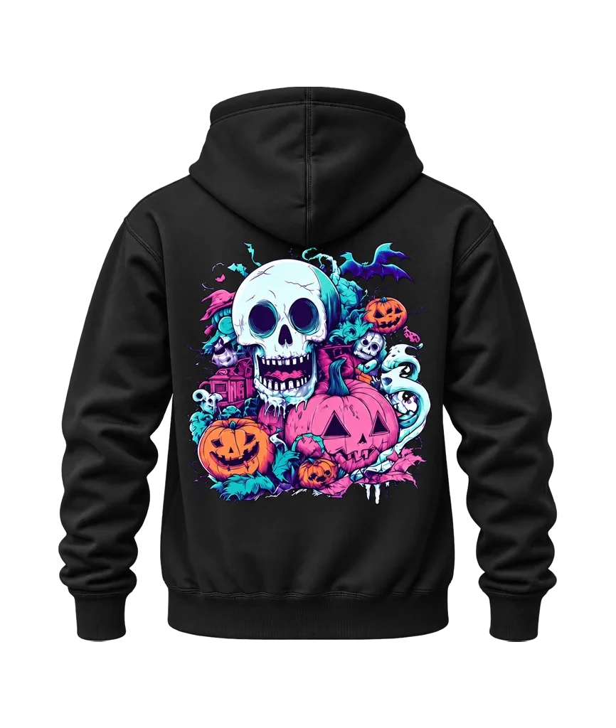 Marvel Skull Pumpkin Halloween Dual-Print Black Hoodie