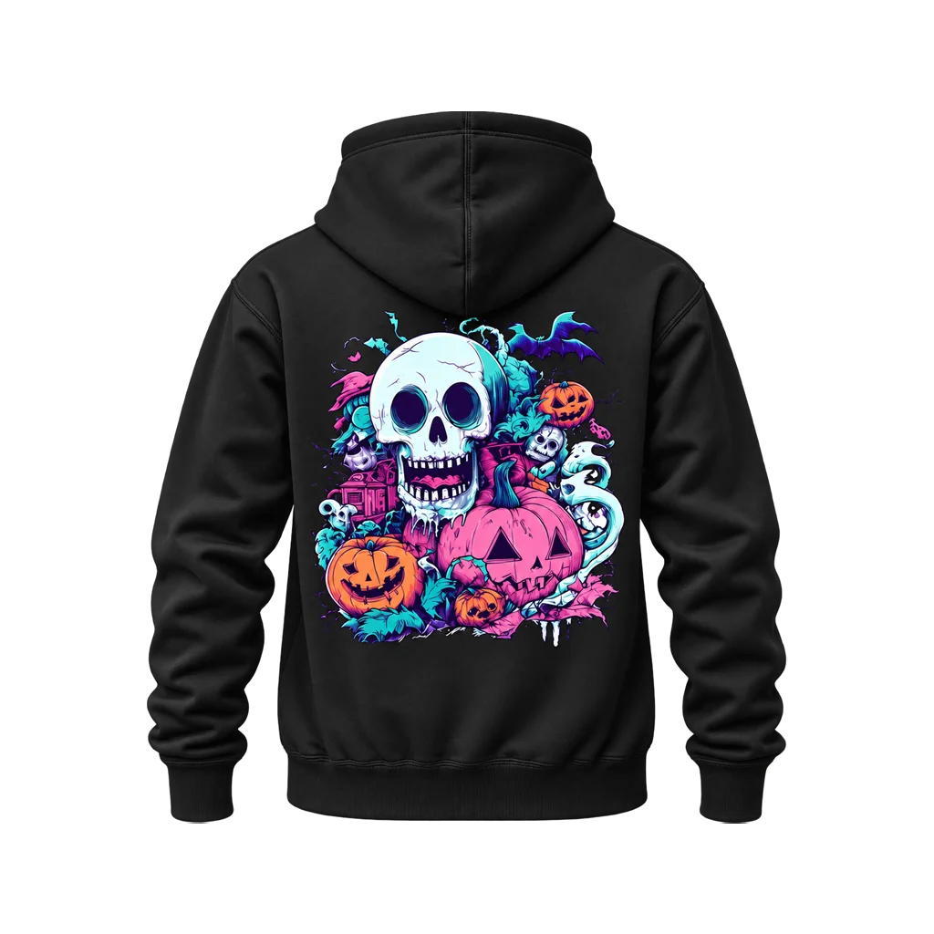 Marvel Skull Pumpkin Halloween Dual-Print Black Hoodie