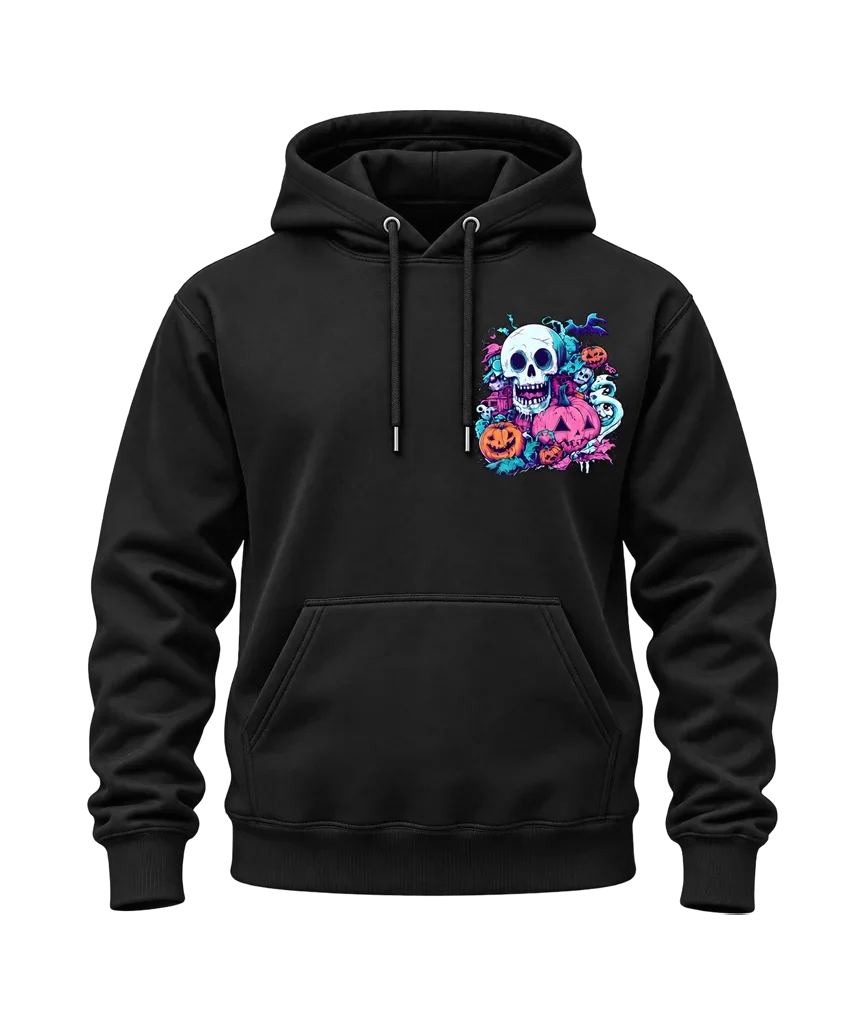 Marvel Skull Pumpkin Halloween Dual-Print Black Hoodie