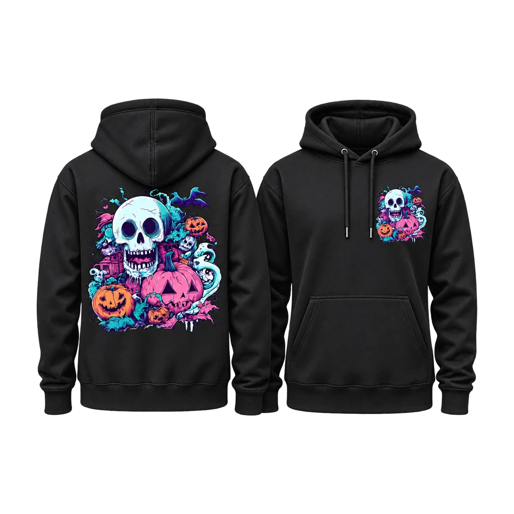 Marvel Skull Pumpkin Halloween Dual-Print Black Hoodie