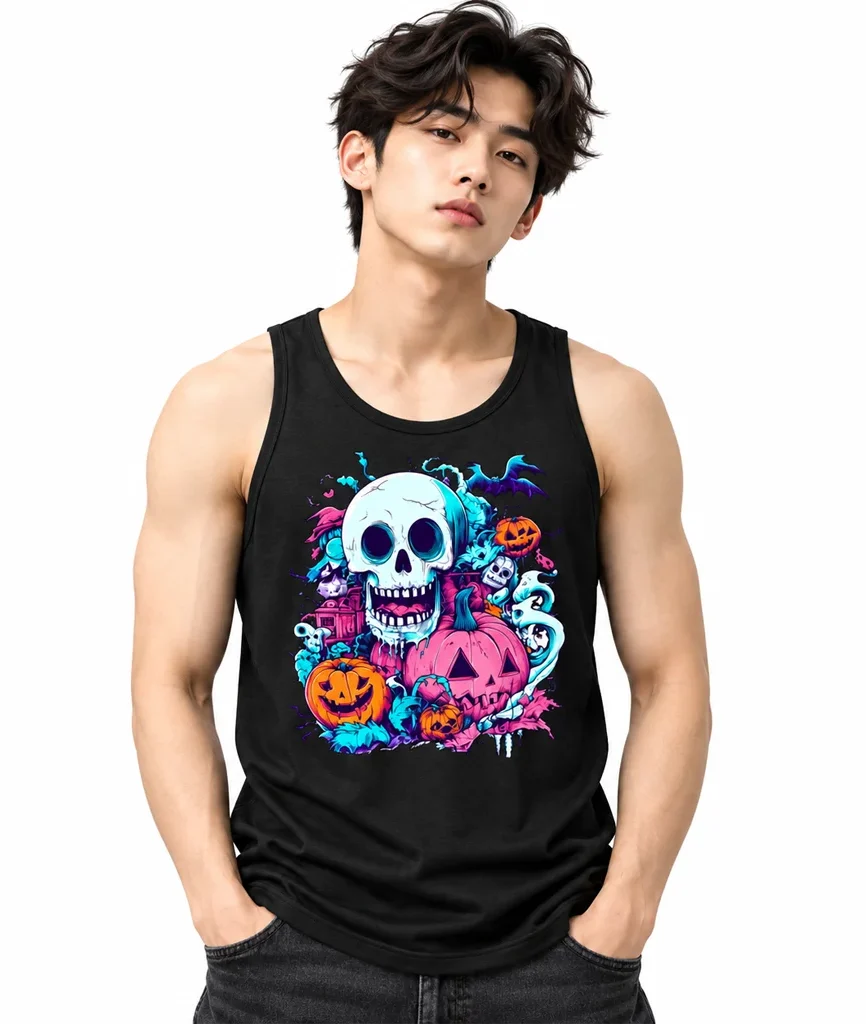 Marvel Skull Pumpkin Halloween Black Tank Top