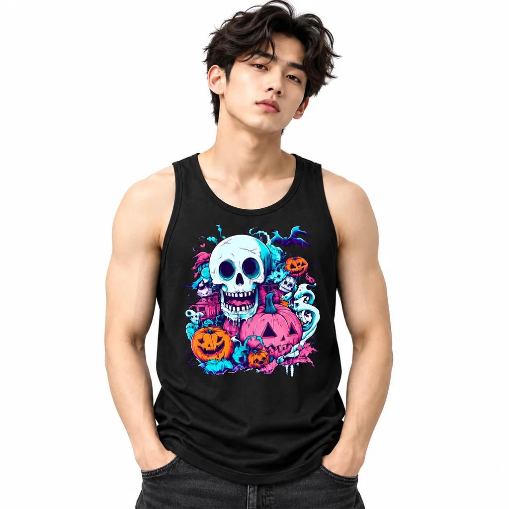 Marvel Skull Pumpkin Halloween Black Tank Top