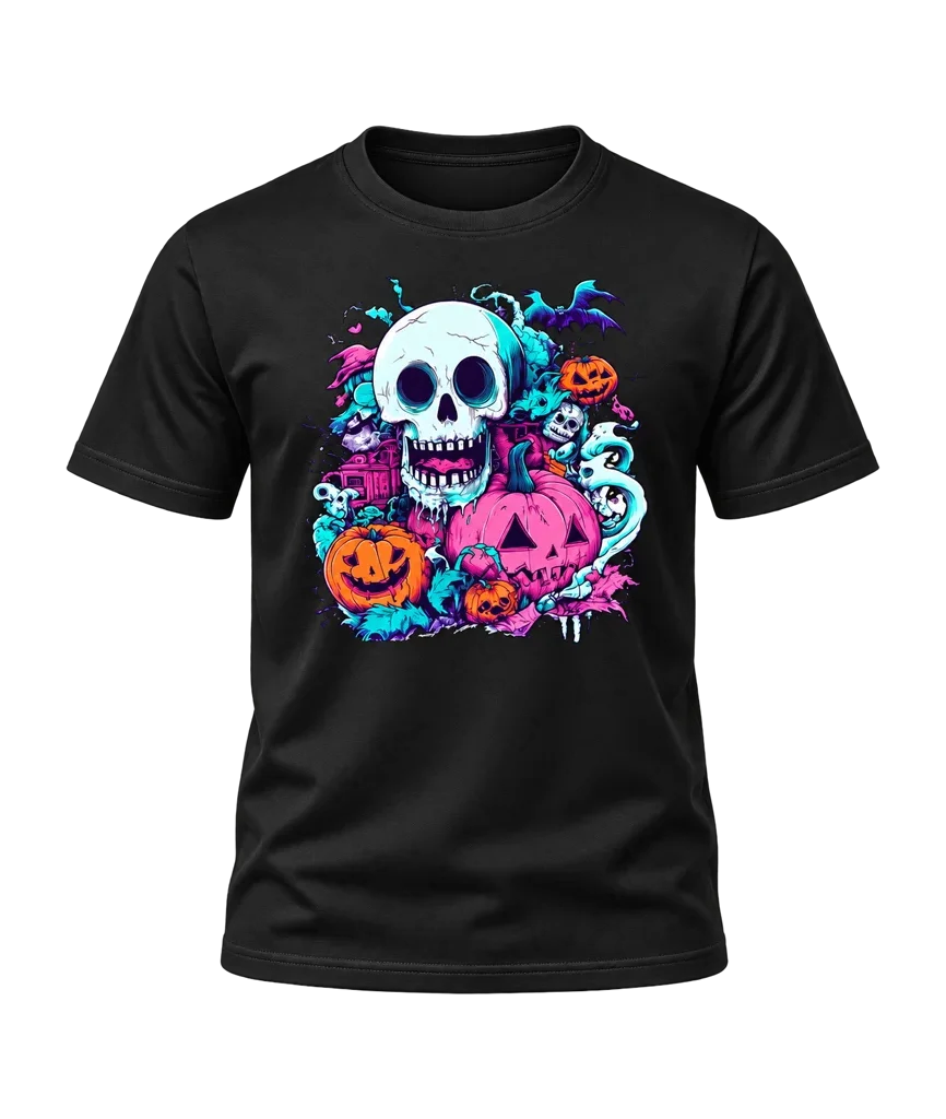 Marvel Skull Pumpkin Halloween Black T-Shirt