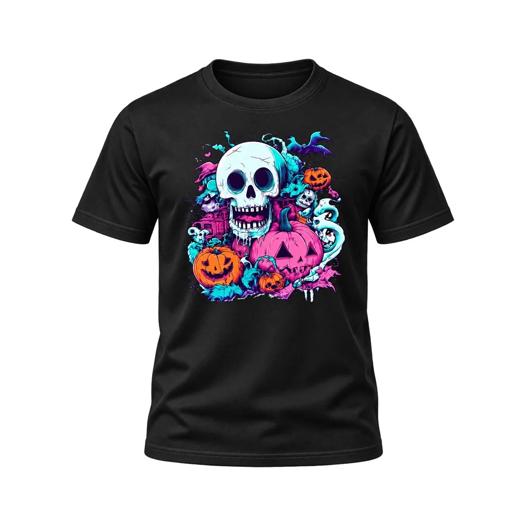 Marvel Skull Pumpkin Halloween Black T-Shirt