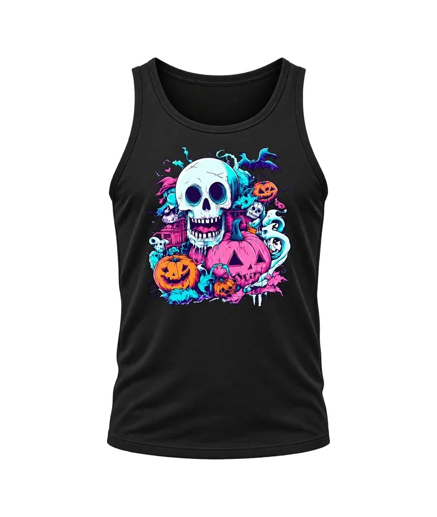 Marvel Skull Pumpkin Halloween Black Tank Top