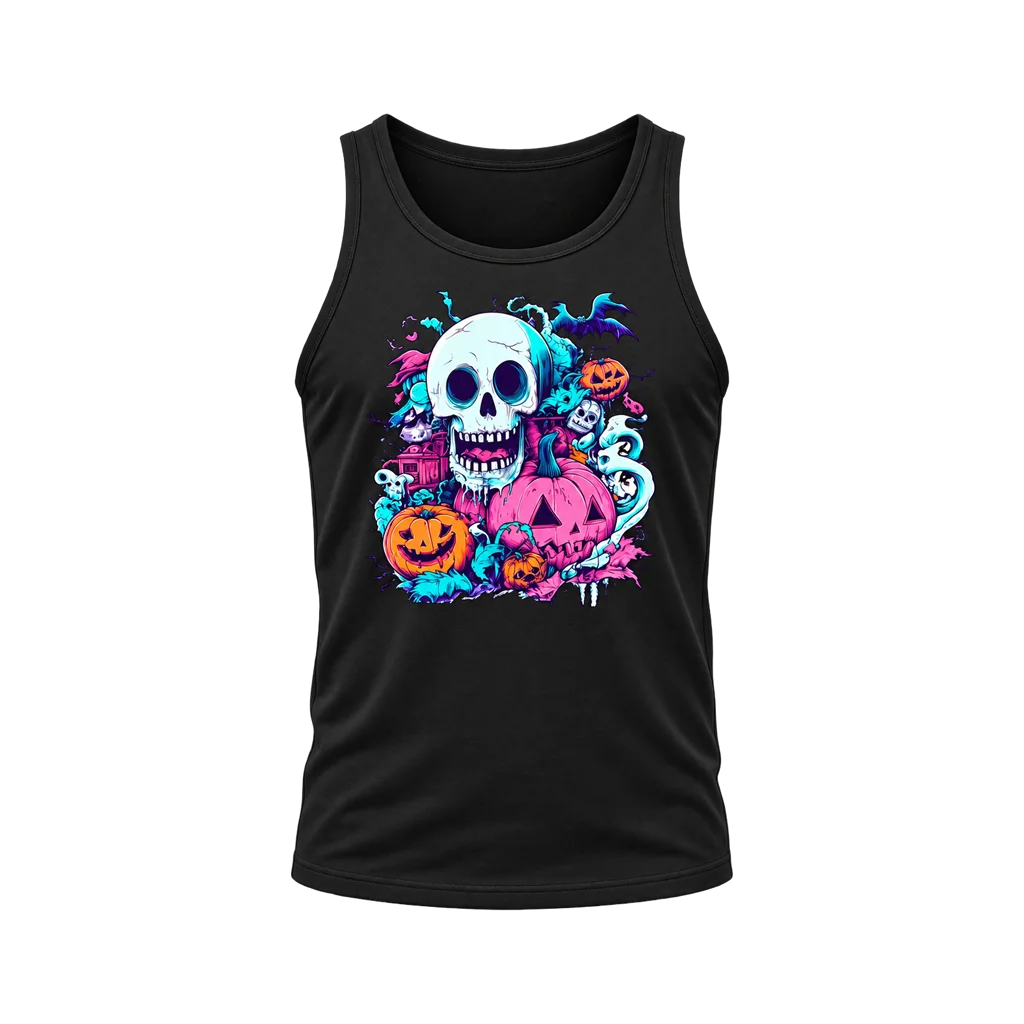 Marvel Skull Pumpkin Halloween Black Tank Top