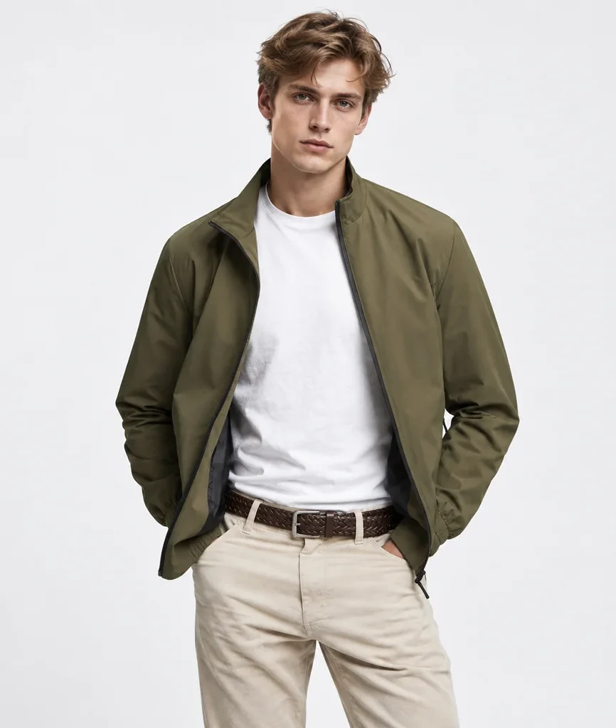 Men’s Lightweight Technical Khaki Bomber Jacket
