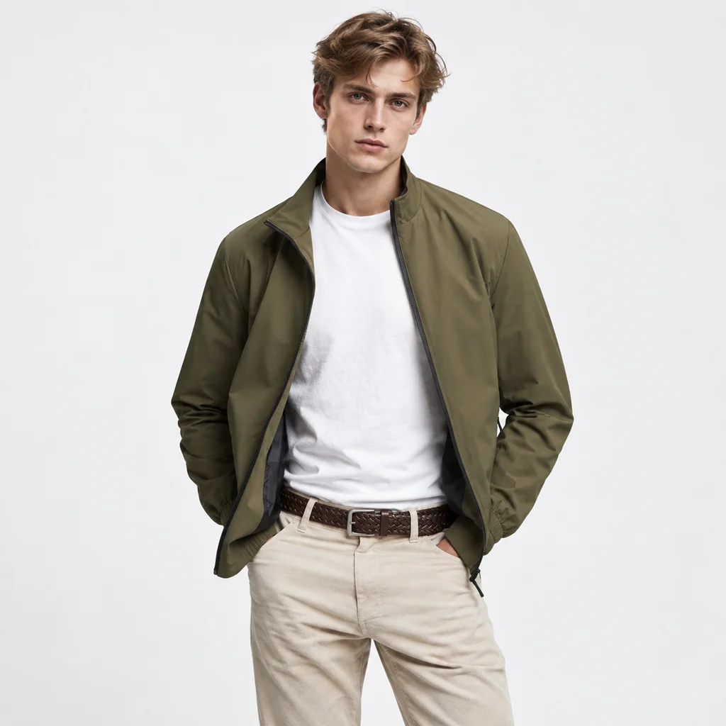 Men’s Lightweight Technical Khaki Bomber Jacket