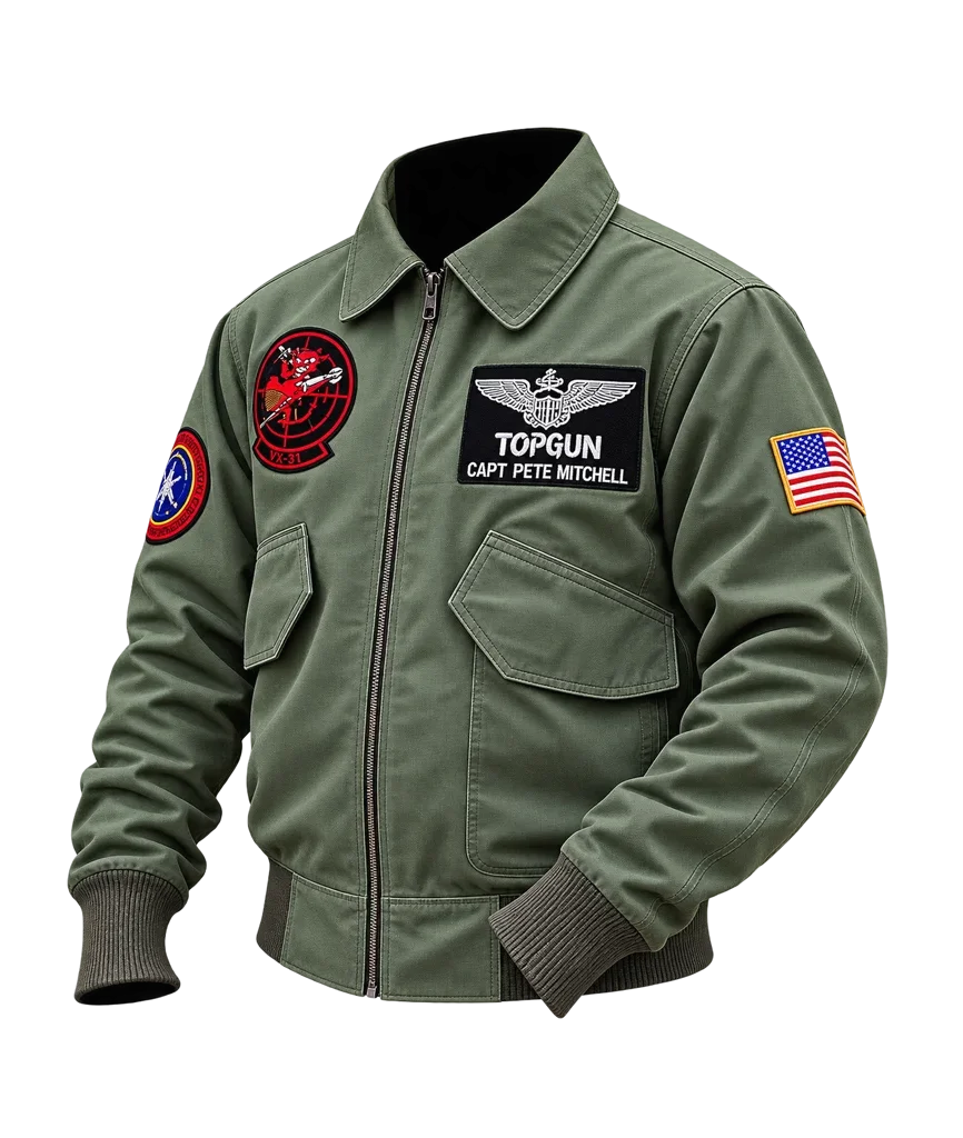 Tom Cruise Top Gun: Maverick Green Cotton Flight Bomber Jacket