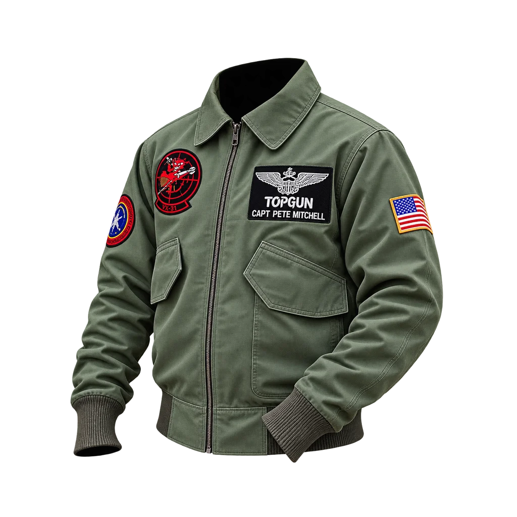 Tom Cruise Top Gun: Maverick Green Cotton Flight Bomber Jacket