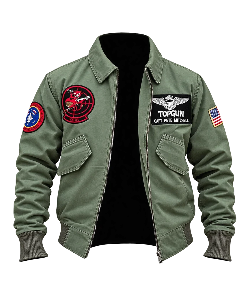 Tom Cruise Top Gun: Maverick Green Cotton Flight Bomber Jacket