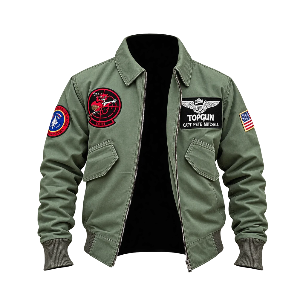 Tom Cruise Top Gun: Maverick Green Cotton Flight Bomber Jacket