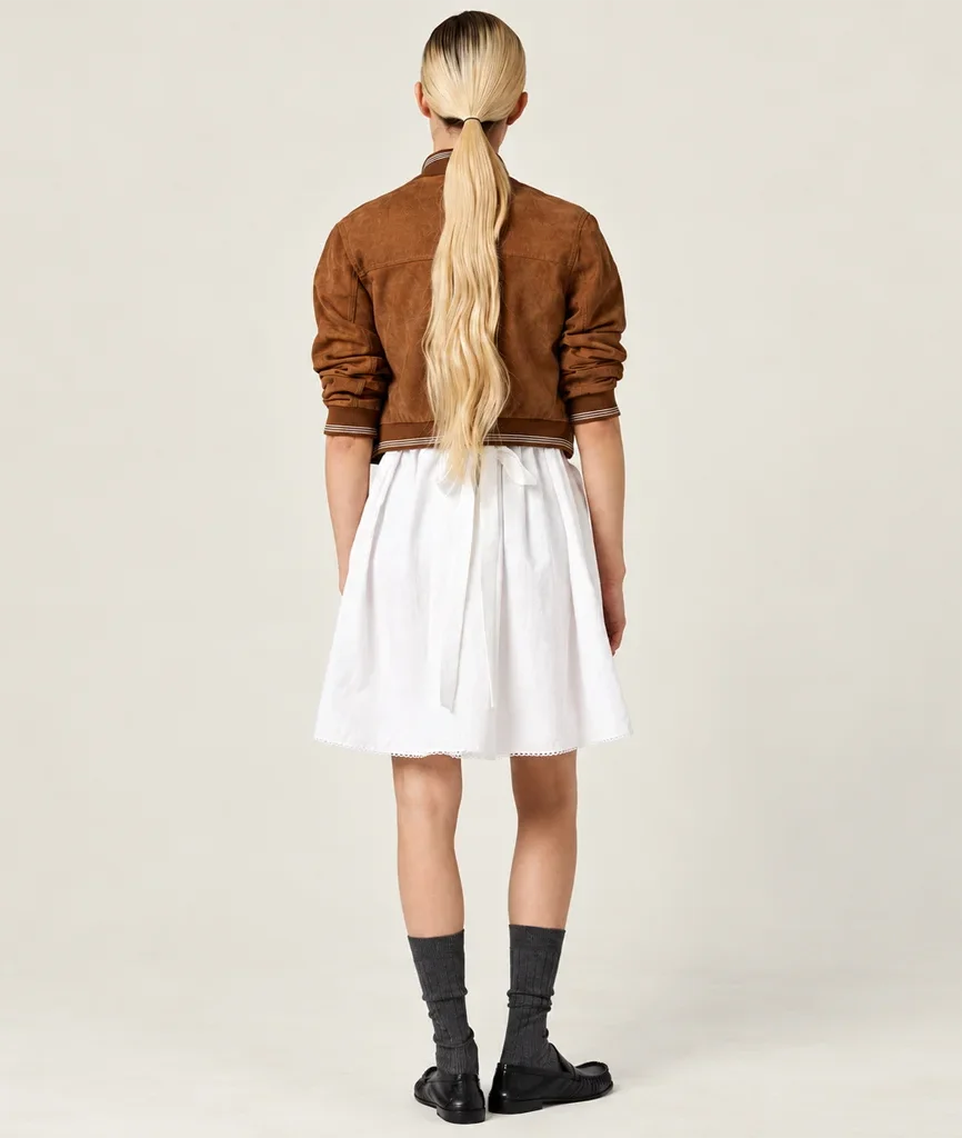 Miu Miu Women’s Camel Suede Button-Front Bomber Jacket