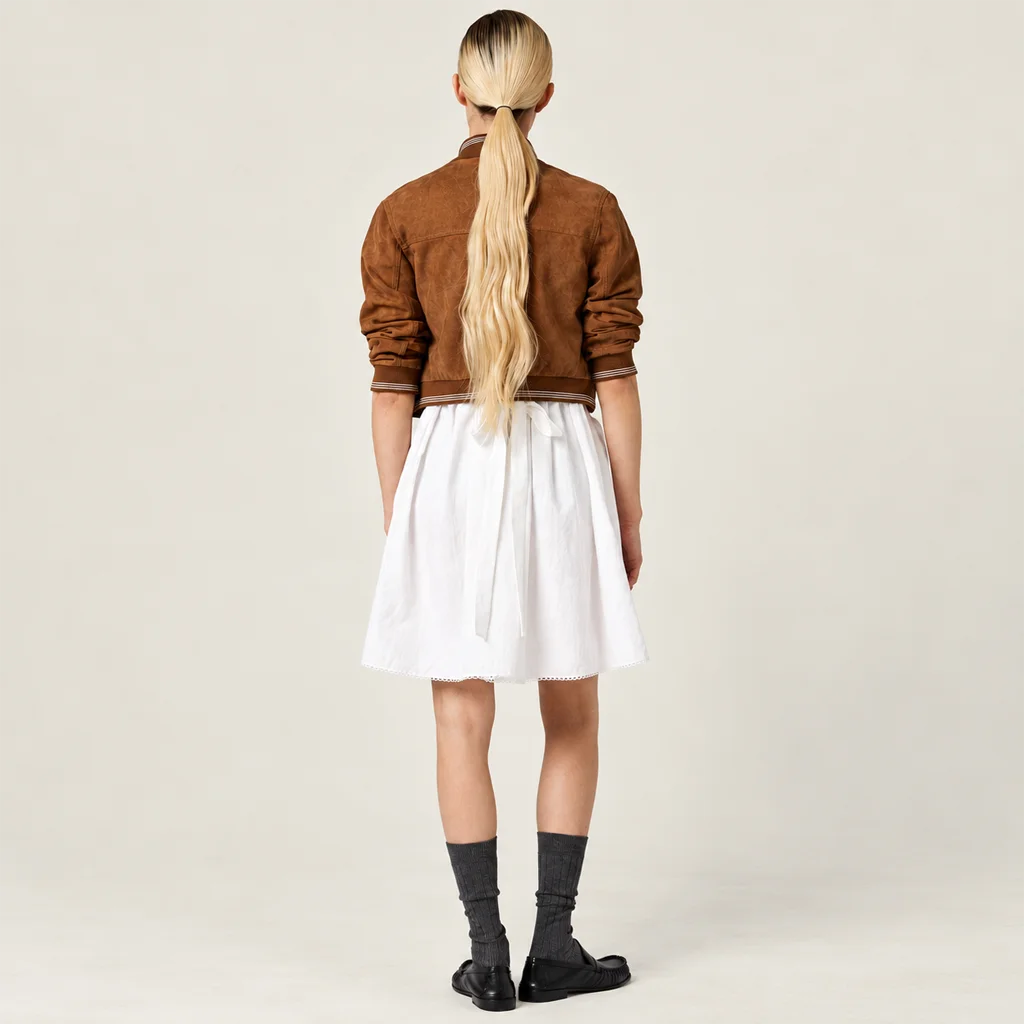 Miu Miu Women’s Camel Suede Button-Front Bomber Jacket