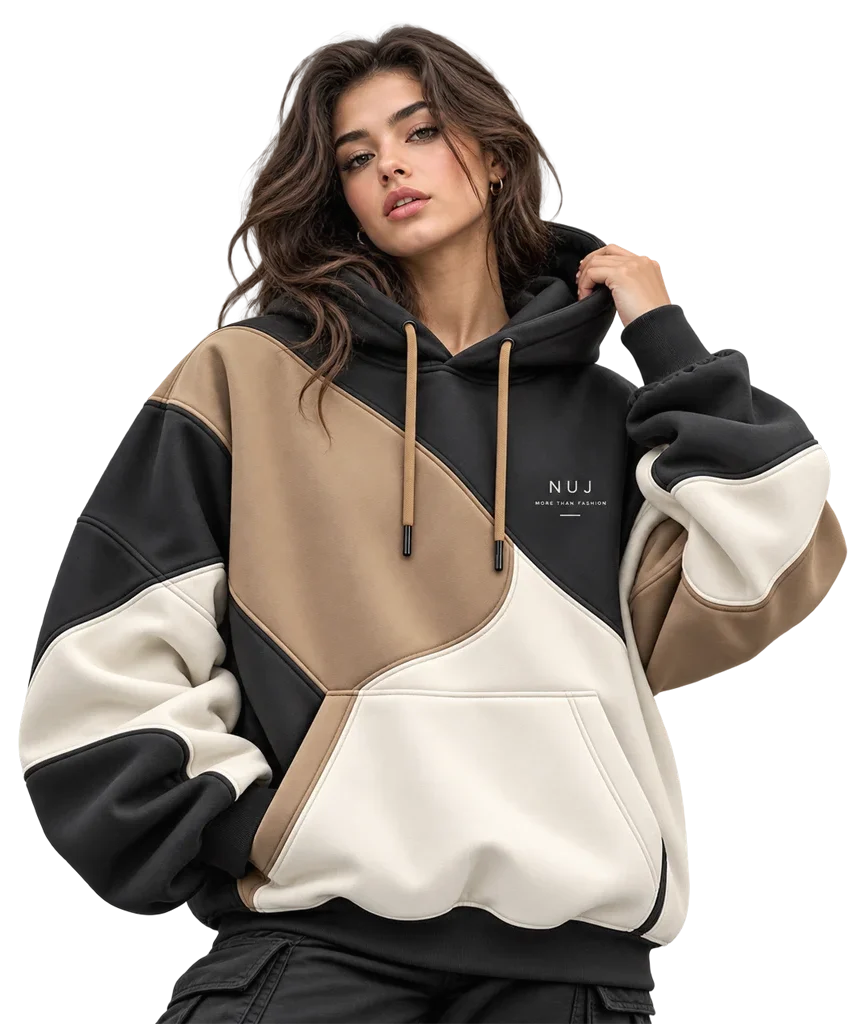 NUJ More Than Fashion Color-Block Pullover Hoodie