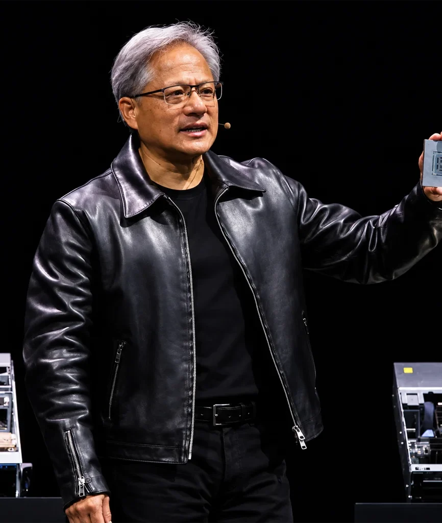 Nvidia Keynote Jensen Huang Black Leather Jacket