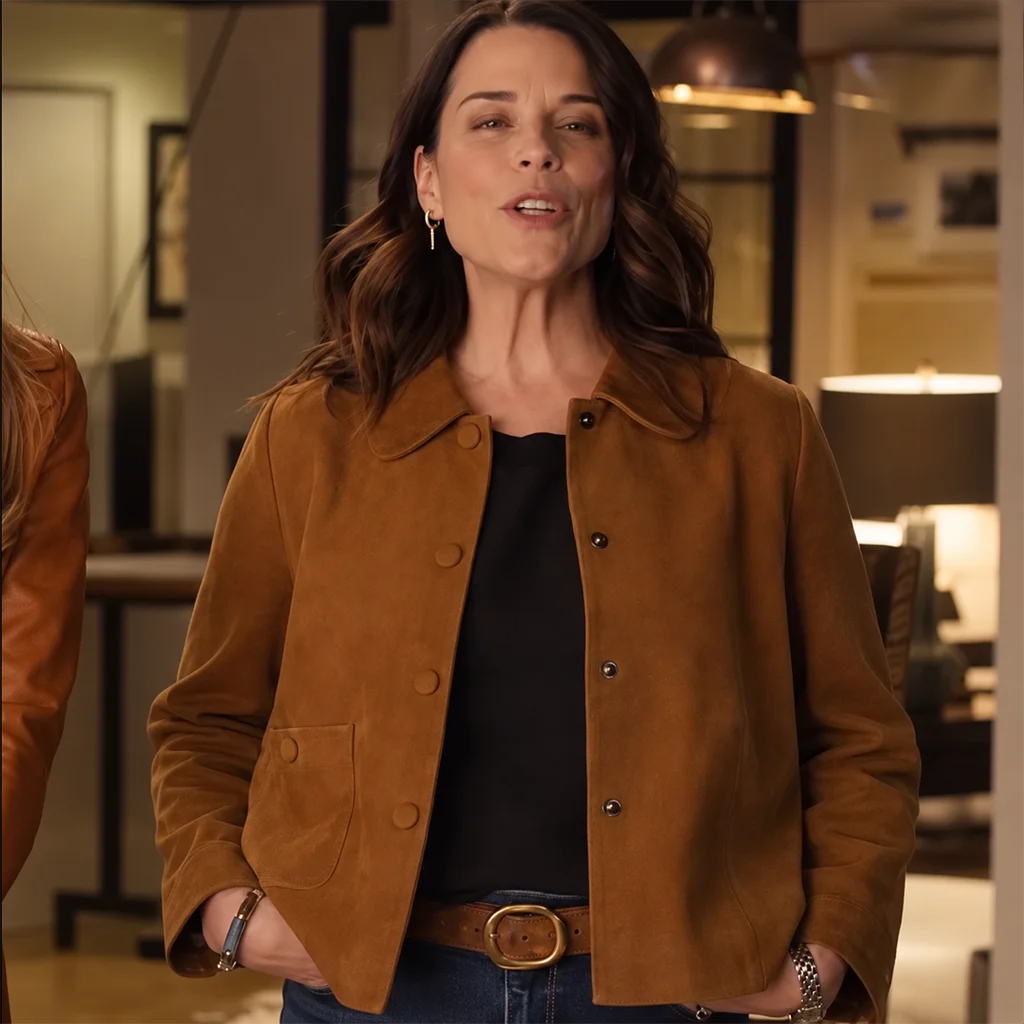 Neve Campbell Scream Movie Brown Suede Jacket