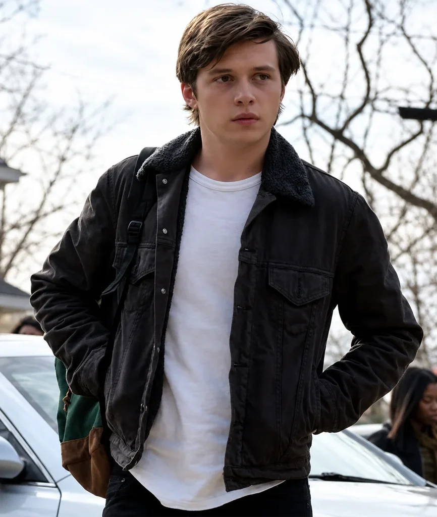 Love, Simon Nick Robinson Black Shearling Denim Jacket