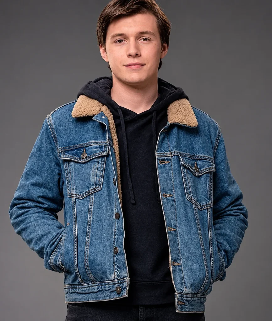Love, Simon Nick Robinson Blue Shearling Denim Jacket