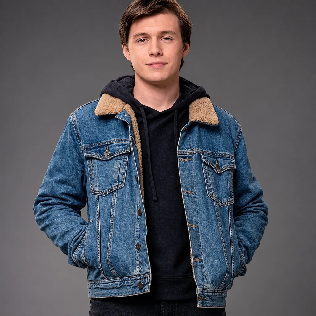 Love, Simon Nick Robinson Blue Shearling Denim Jacket