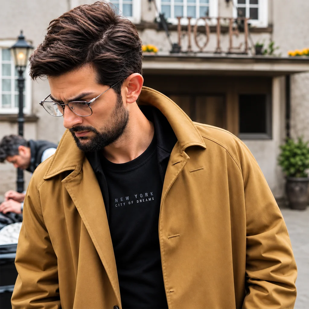 Ohm Bauman Hokum Adam Scott Beige Cotton Coat