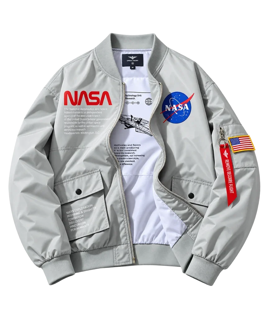 Urban Theory Oversized NASA Print Bomber Jacket