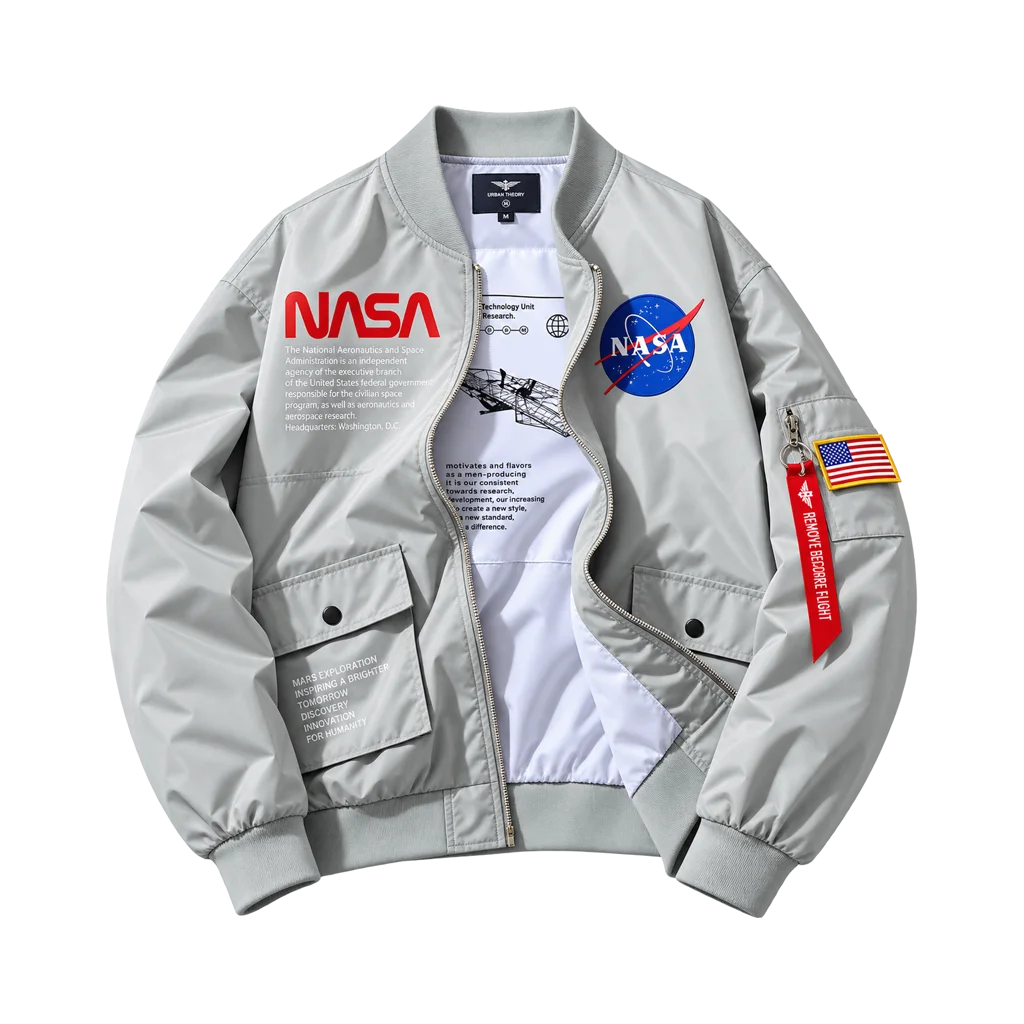 Urban Theory Oversized NASA Print Bomber Jacket