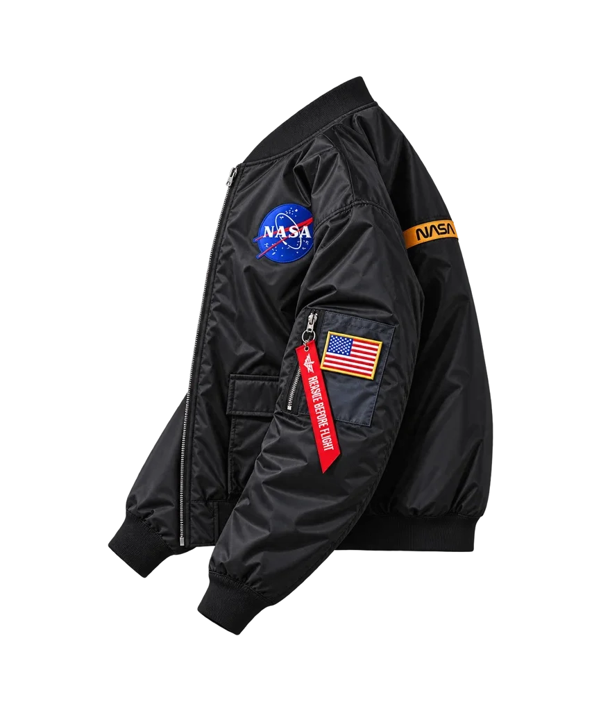 Urban Theory Oversized NASA Print Bomber Jacket