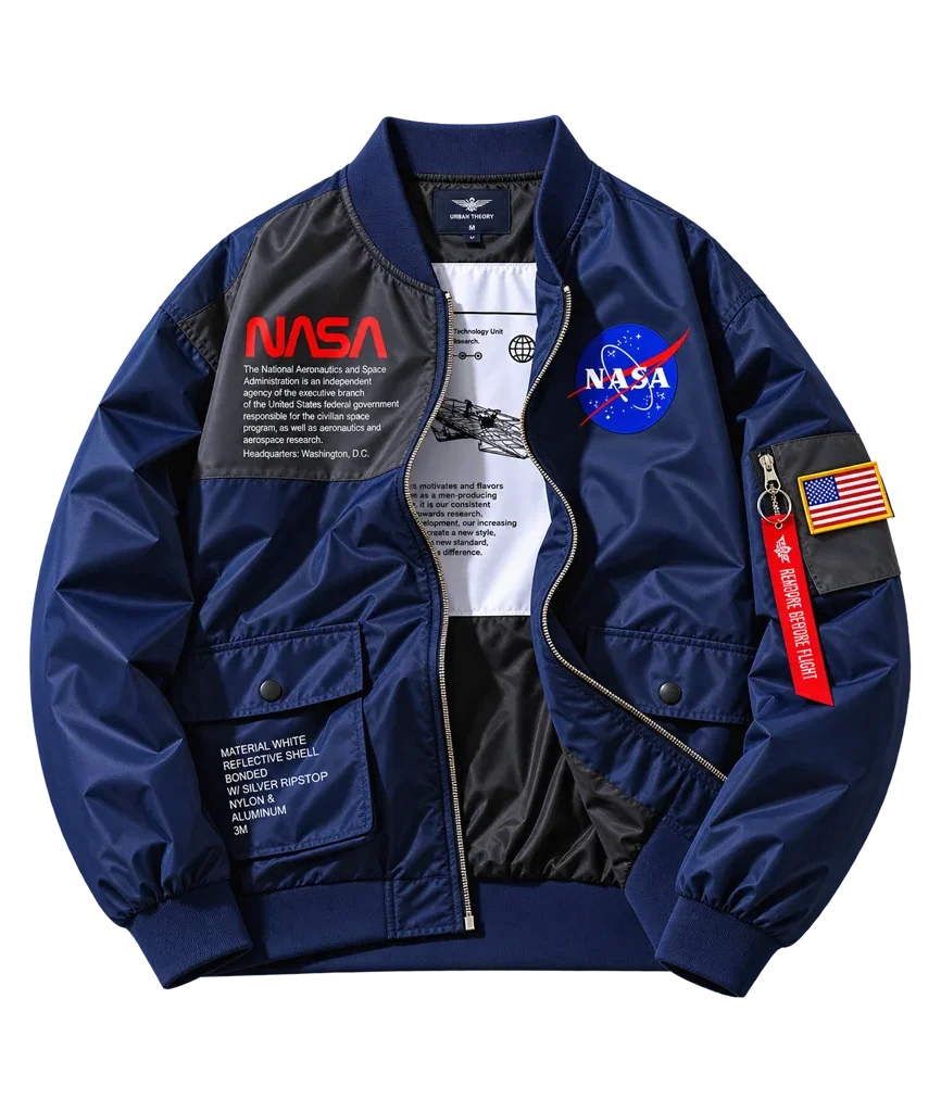 Urban Theory Oversized NASA Print Bomber Jacket