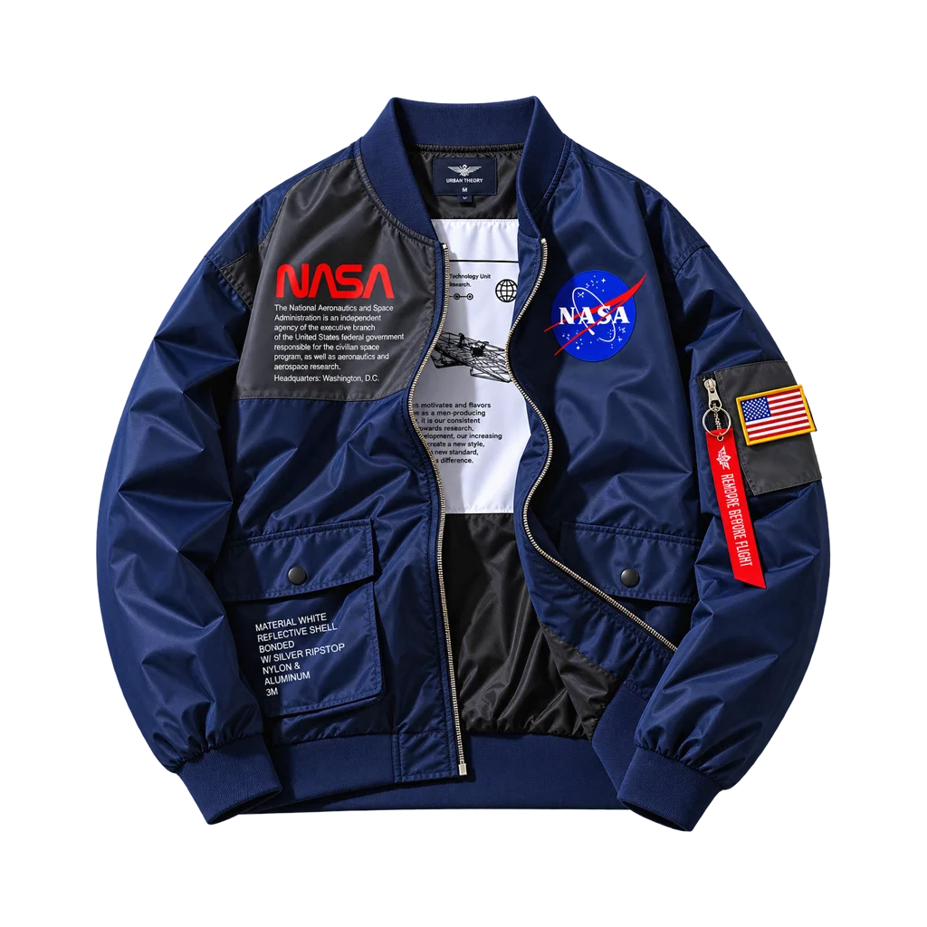 Urban Theory Oversized NASA Print Bomber Jacket