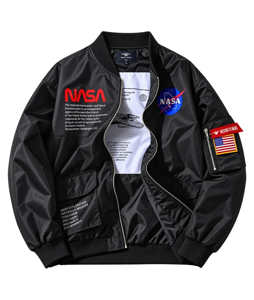 Urban Theory Oversized NASA Print Bomber Jacket