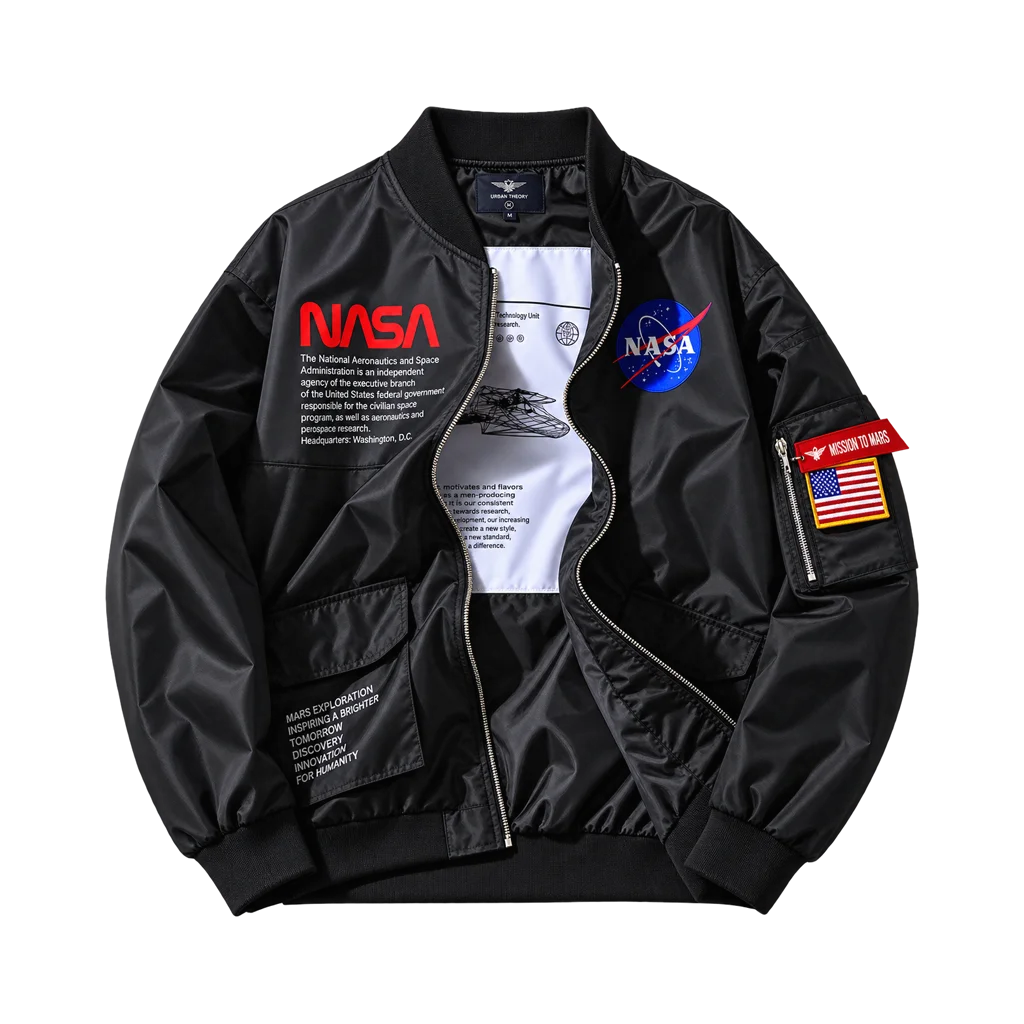 Urban Theory Oversized NASA Print Bomber Jacket
