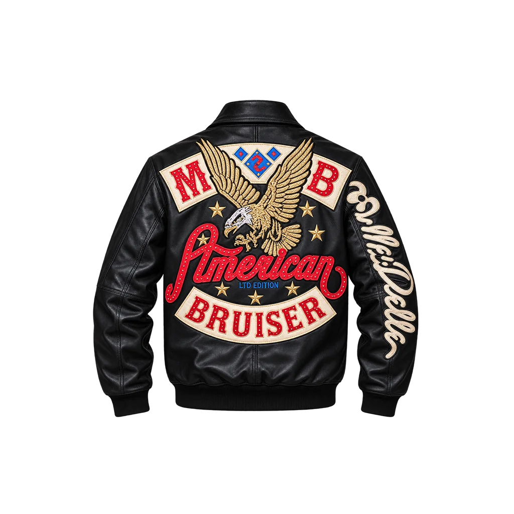 PELLE PELLE American Bruiser Limited Edition Plush Bald Eagle Black Jacket