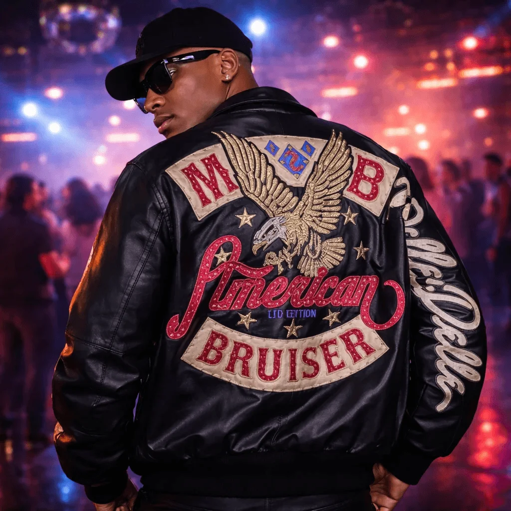 PELLE PELLE American Bruiser Limited Edition Plush Bald Eagle Black Jacket