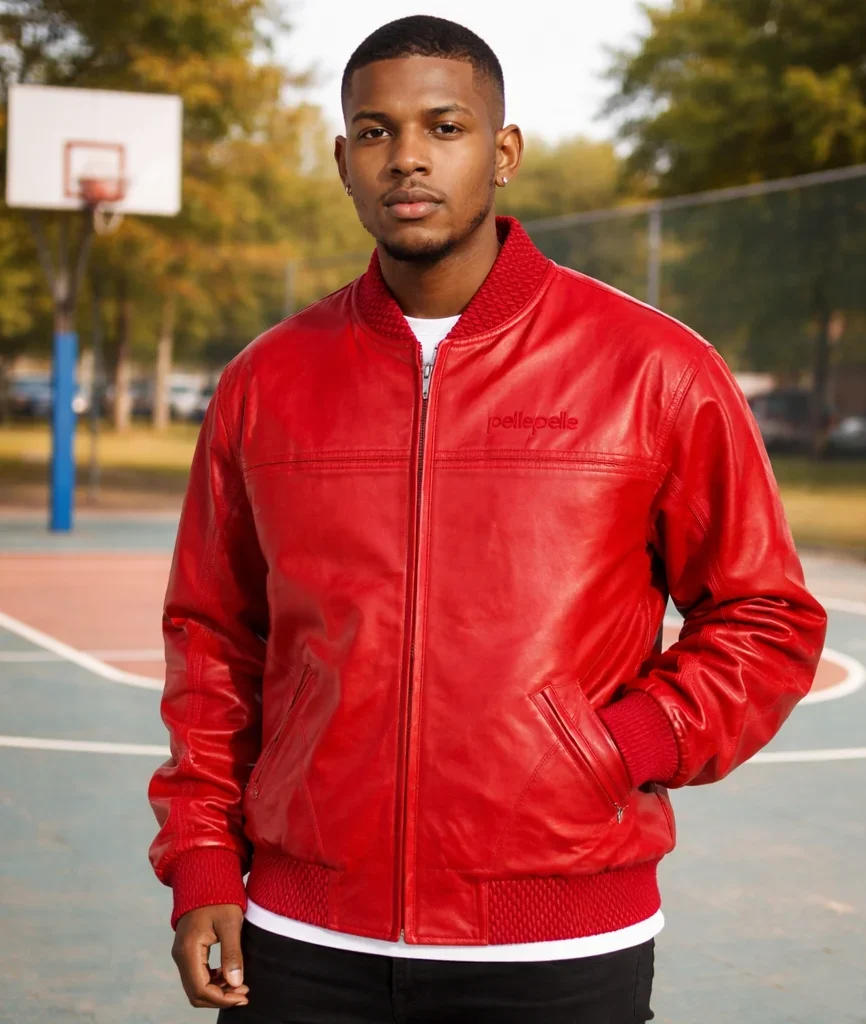 Pelle Pelle Basic Burnish Red Leather Bomber Jacket