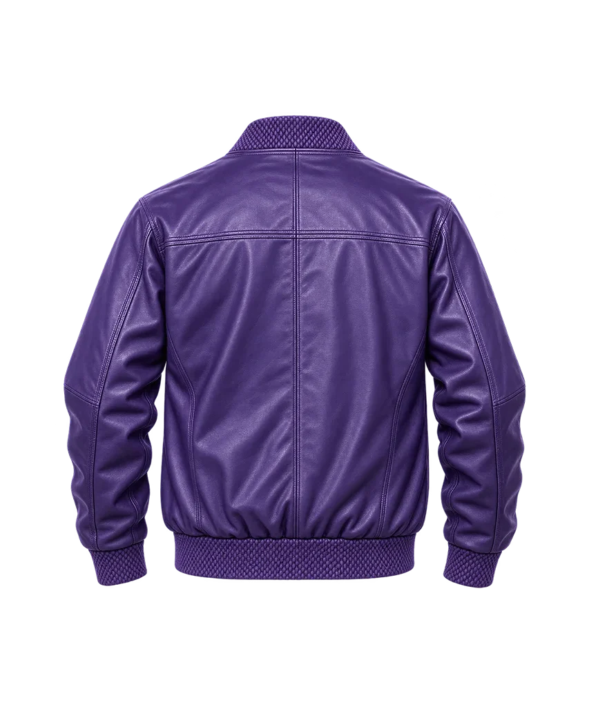 Pelle Pelle Basic Burnish Purple Leather Bomber Jacket