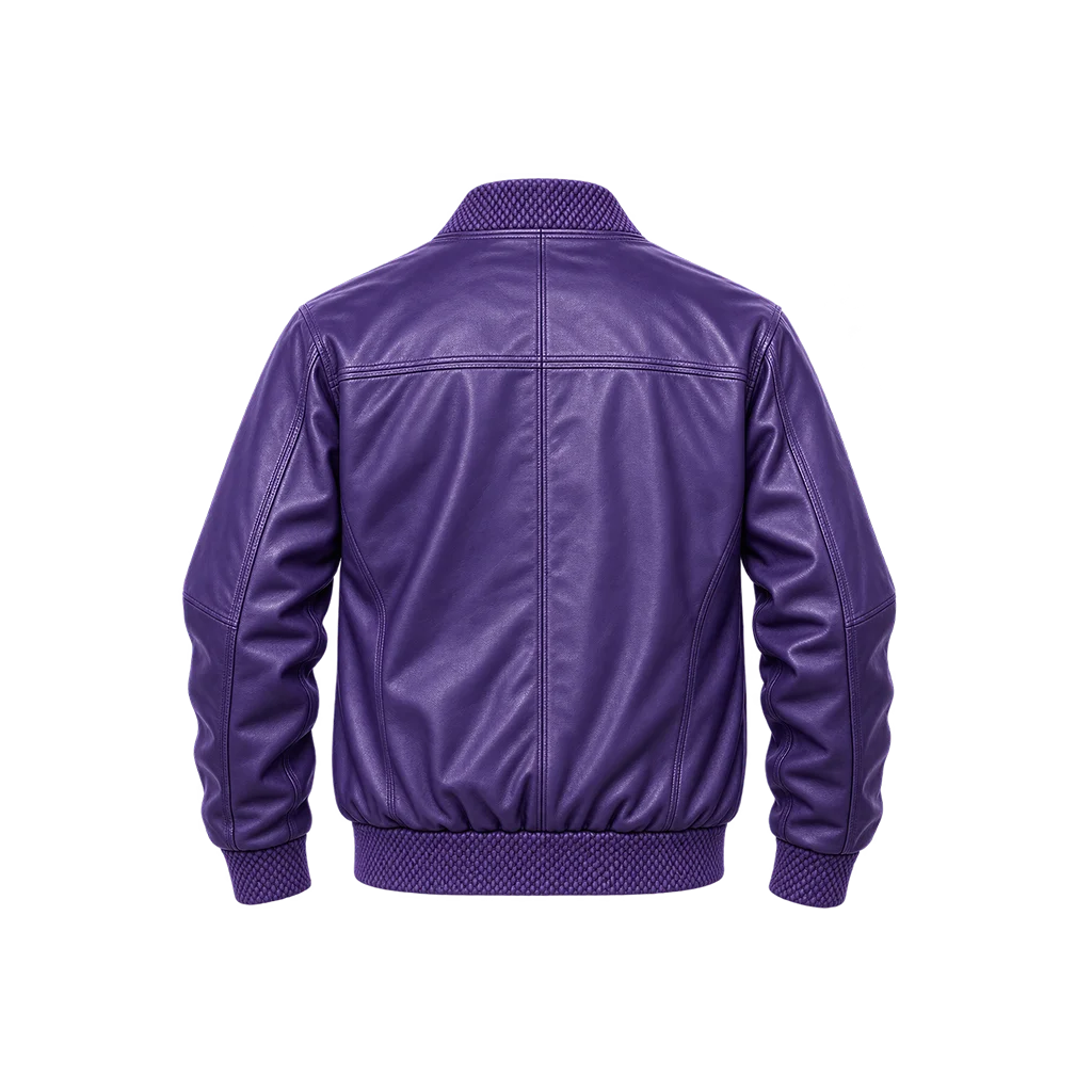 Pelle Pelle Basic Burnish Purple Leather Bomber Jacket
