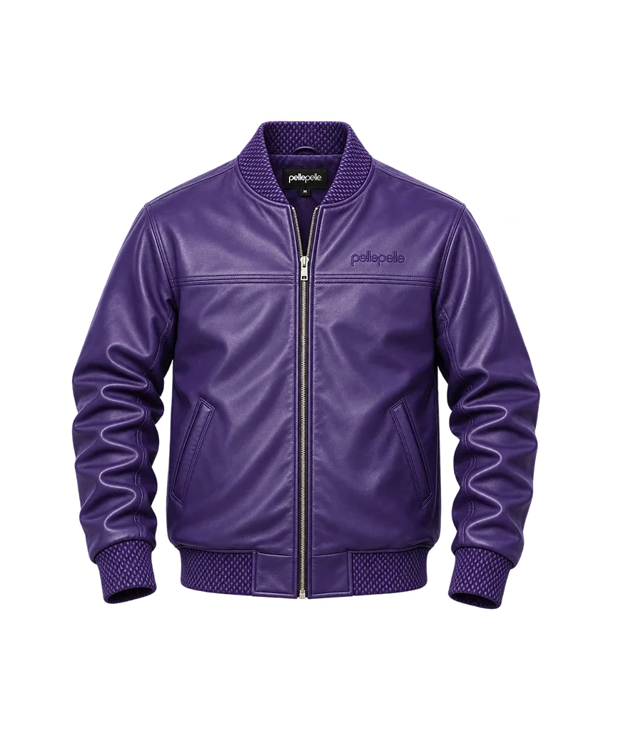 Pelle Pelle Basic Burnish Purple Leather Bomber Jacket