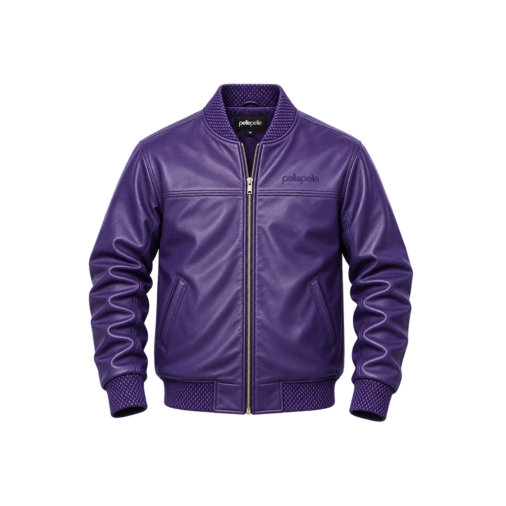 Pelle Pelle Basic Burnish Purple Leather Bomber Jacket