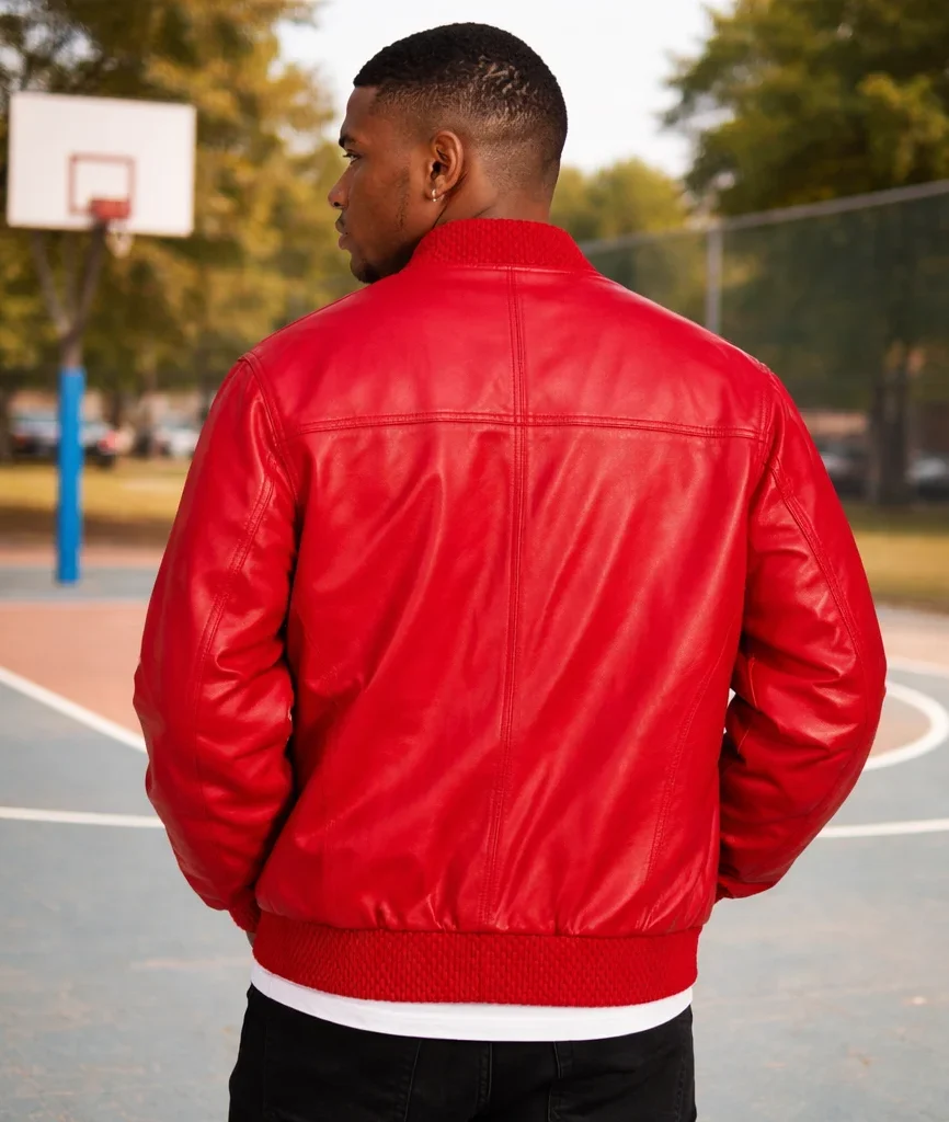 Pelle Pelle Basic Burnish Red Leather Bomber Jacket