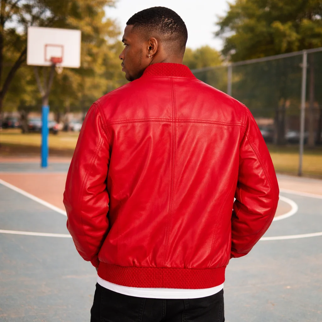 Pelle Pelle Basic Burnish Red Leather Bomber Jacket
