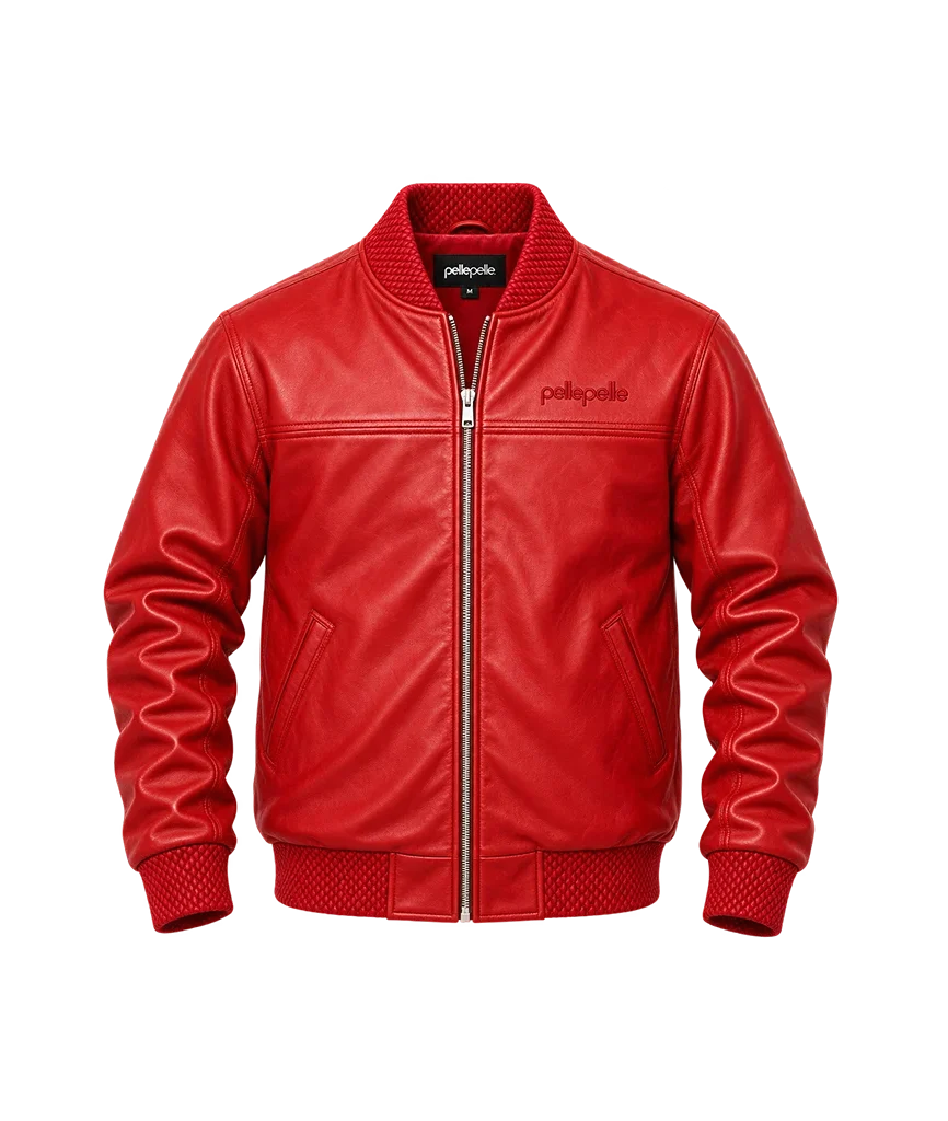 Pelle Pelle Basic Burnish Red Leather Bomber Jacket