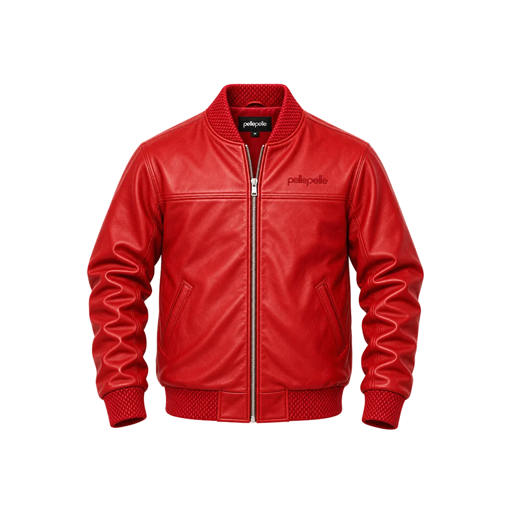 Pelle Pelle Basic Burnish Red Leather Bomber Jacket