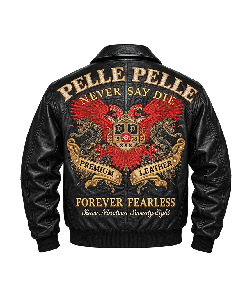 Pelle Pelle Crocodile Premium Leather Black Jacket