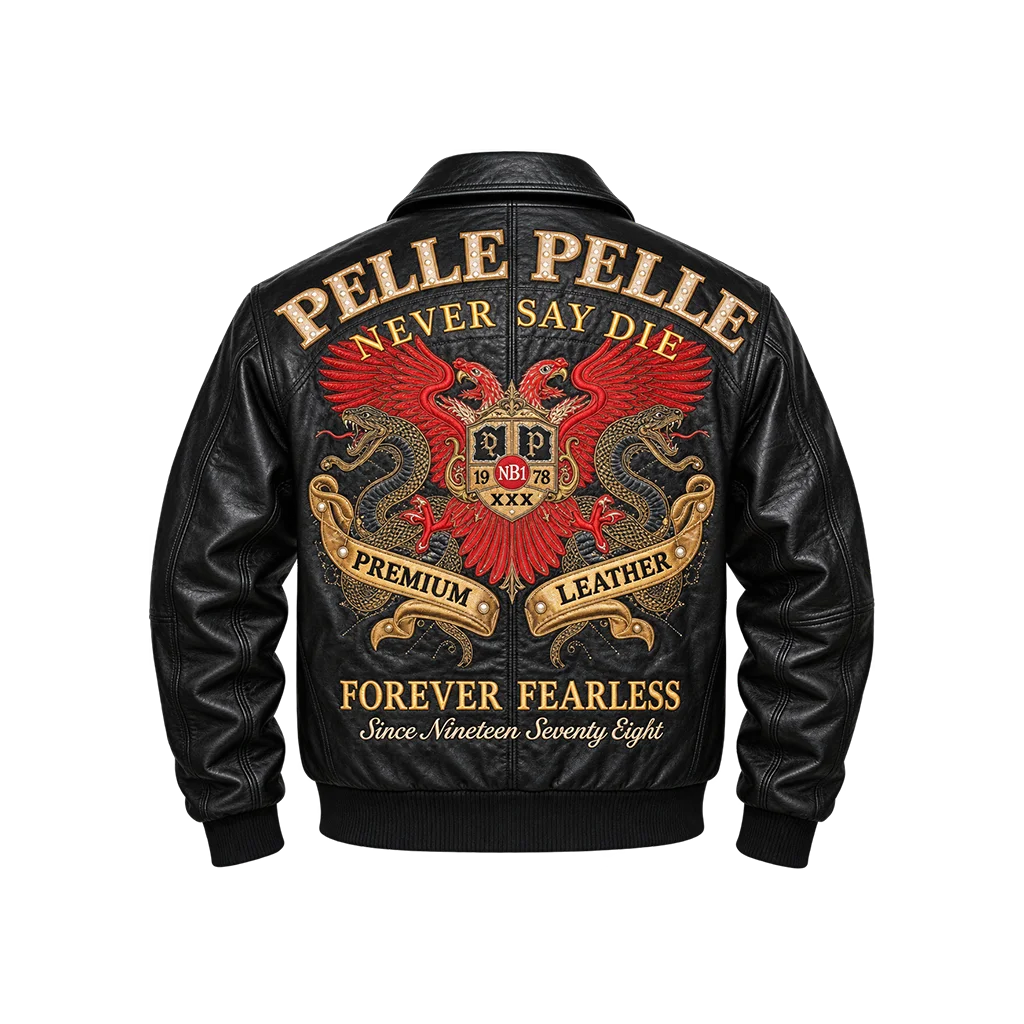 Pelle Pelle Crocodile Premium Leather Black Jacket