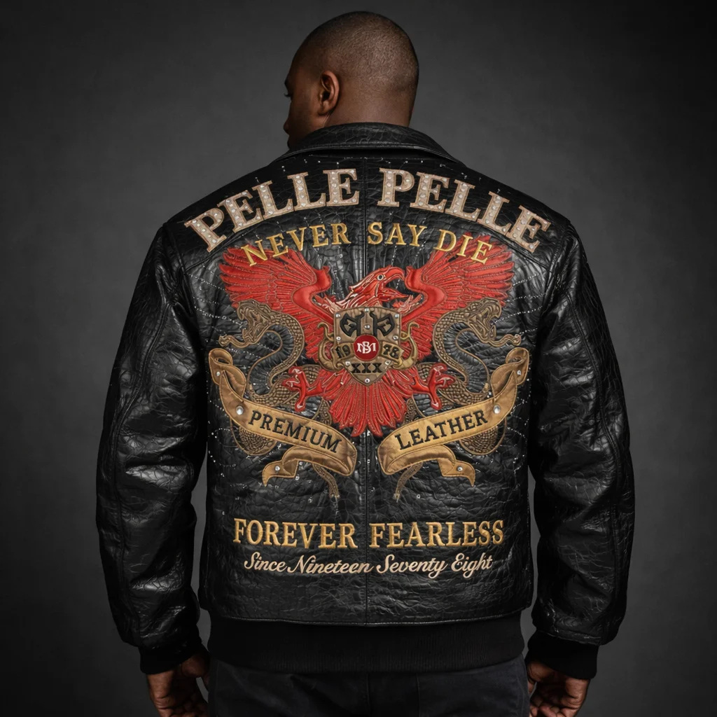 Pelle Pelle Crocodile Premium Leather Black Jacket